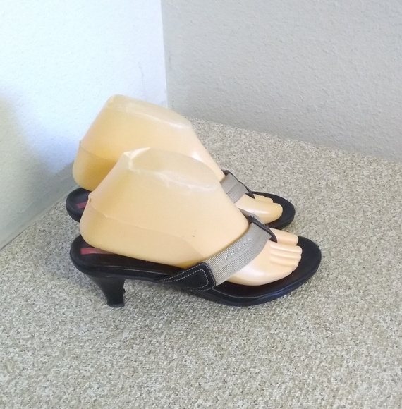 Prada Tan Black Kitten Heel Sandals - Picture 5 of 5